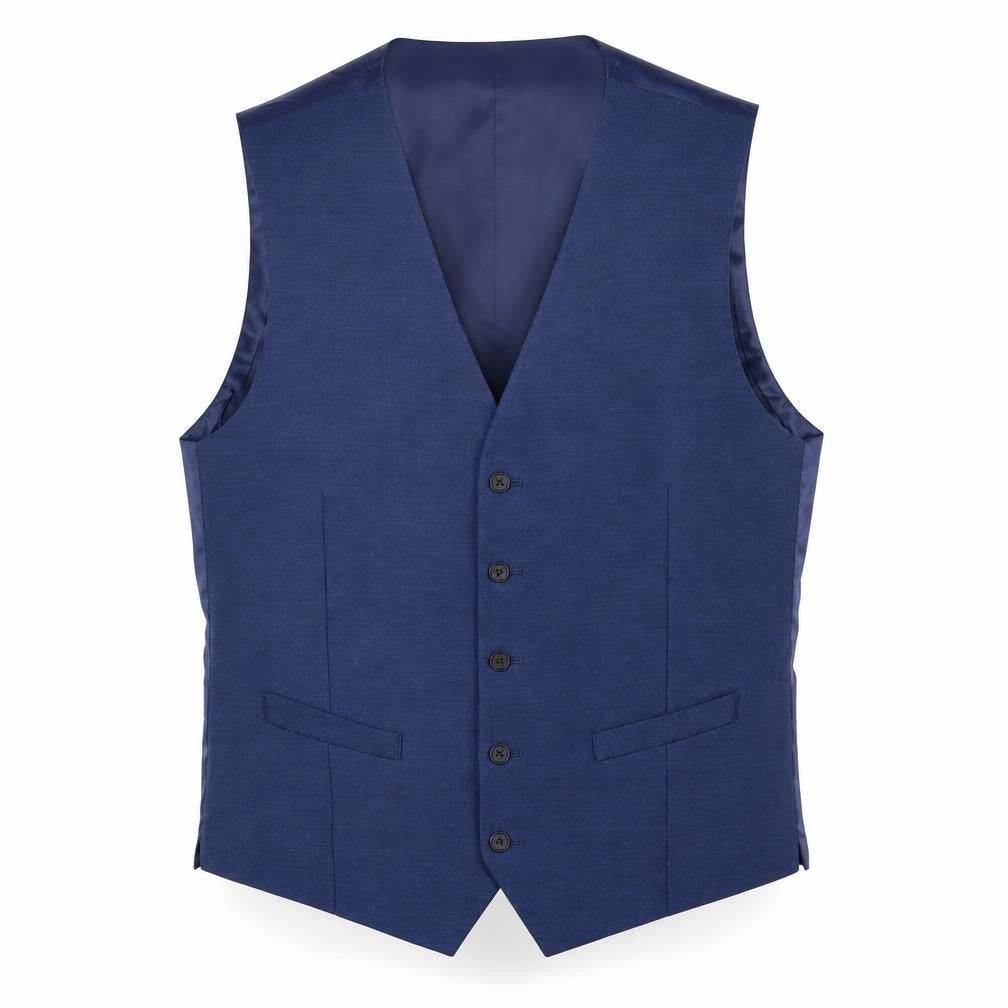 Marks and Spencer Mens Blue Polyester Jacket Suit Waistcoat Size 42 Regular