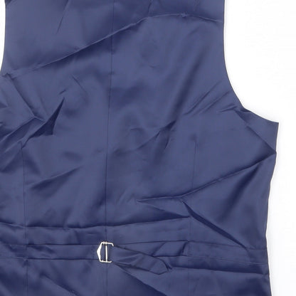 Marks and Spencer Mens Blue Polyester Jacket Suit Waistcoat Size 42 Regular