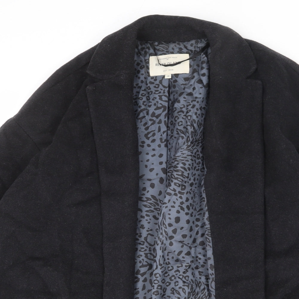 Womens UK Size 14 River Island Grey Overcoat