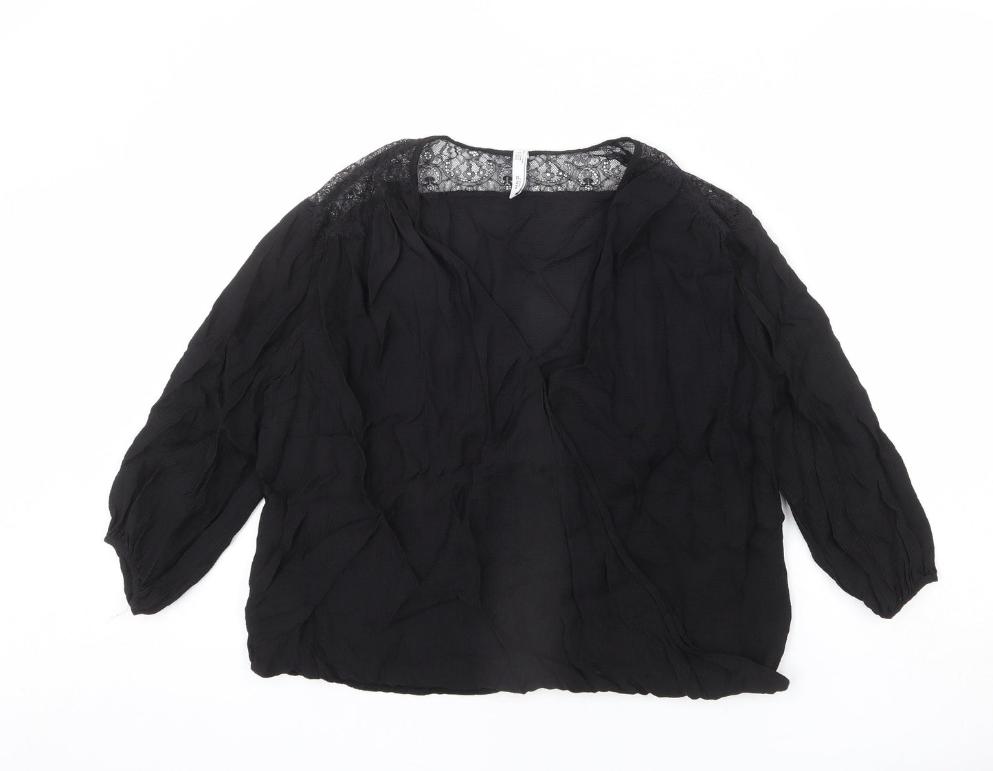 Womens UK Size L Mango Black Basic Blouse