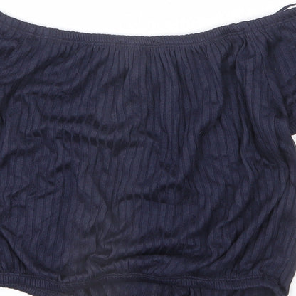 Apricot Womens Blue Polyester Basic T-Shirt Size 10 Off the Shoulder