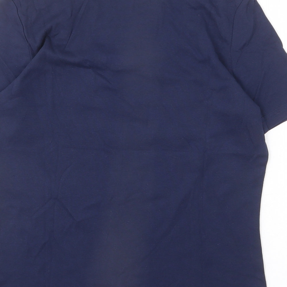 Marco Pecci Womens Blue Cotton Basic T-Shirt Size 10 Scoop Neck