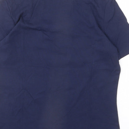 Marco Pecci Womens Blue Cotton Basic T-Shirt Size 10 Scoop Neck