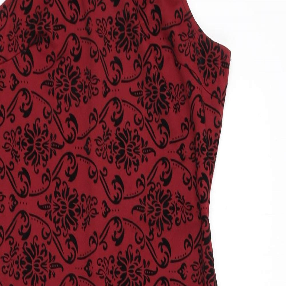 AX Paris Womens Red Geometric Polyester Bodycon Size 12 Round Neck Zip