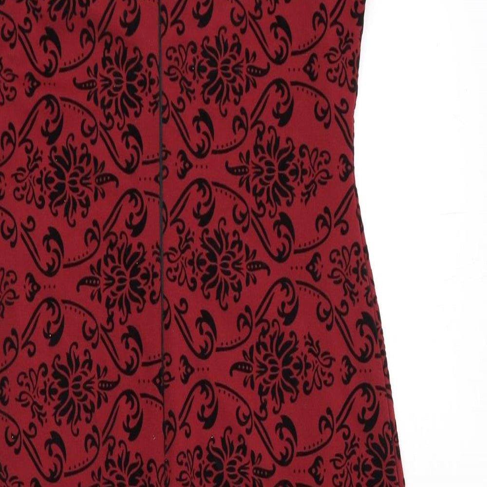 AX Paris Womens Red Geometric Polyester Bodycon Size 12 Round Neck Zip