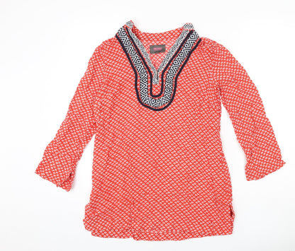 For Cynthia Womens Red Geometric Ramie Cover Up Size M