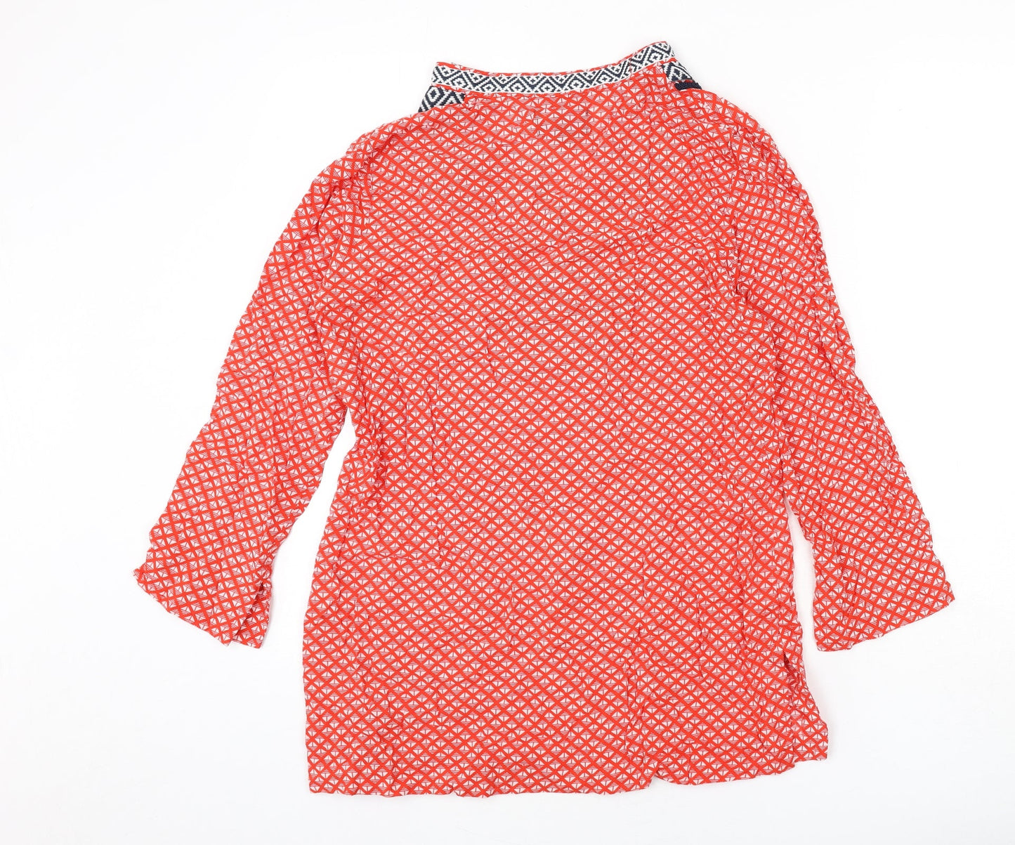 For Cynthia Womens Red Geometric Ramie Cover Up Size M