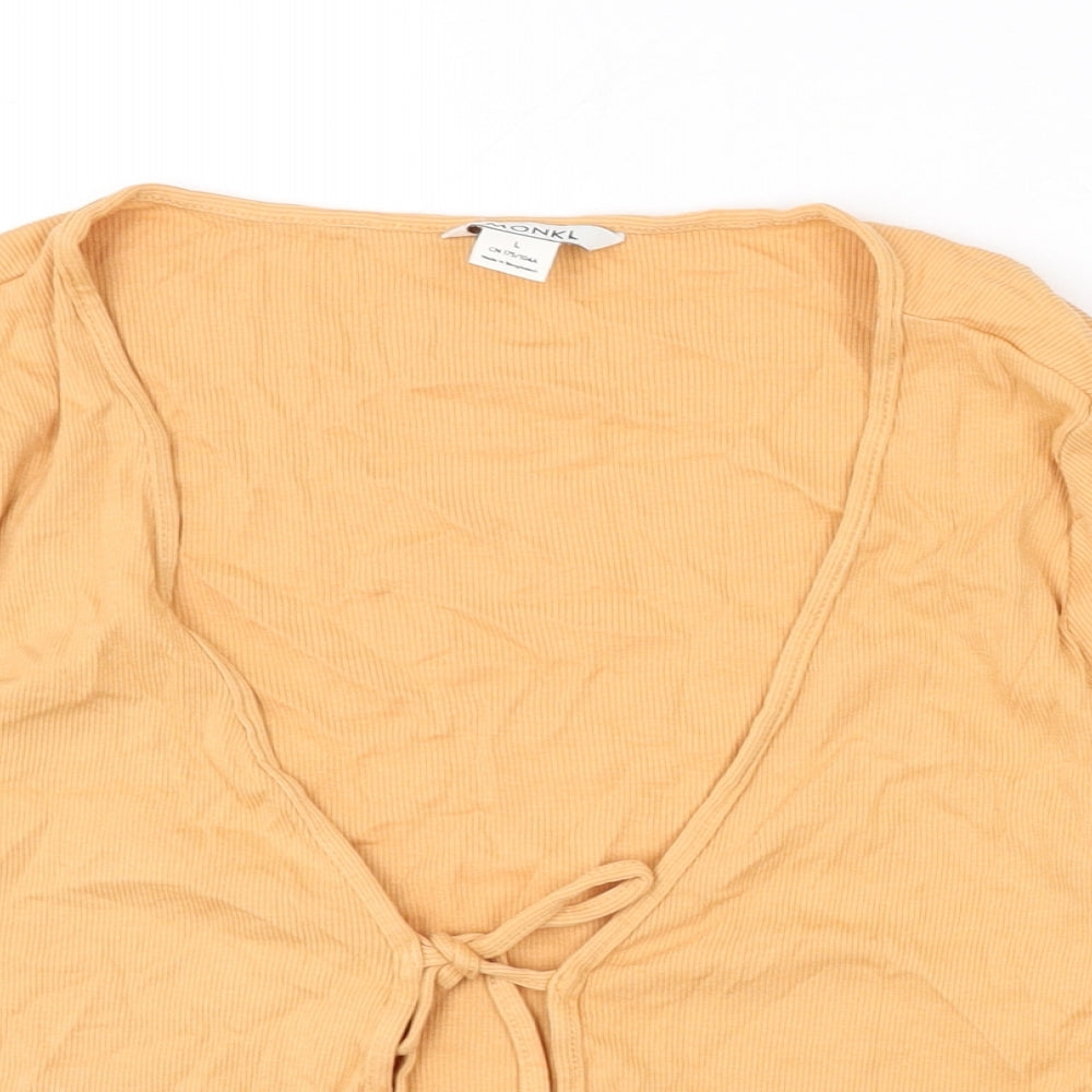 Womens UK Size L Monki Orange Cropped T-Shirt