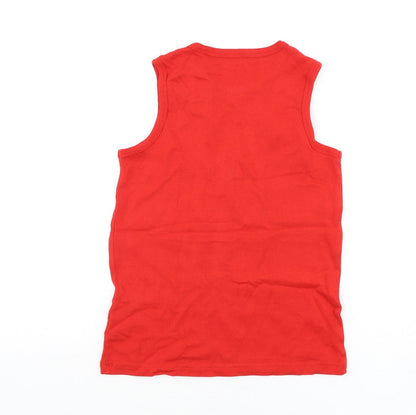 NEXT Girls Red 100% Cotton Basic Tank Size 7-8 Years Round Neck Pullover