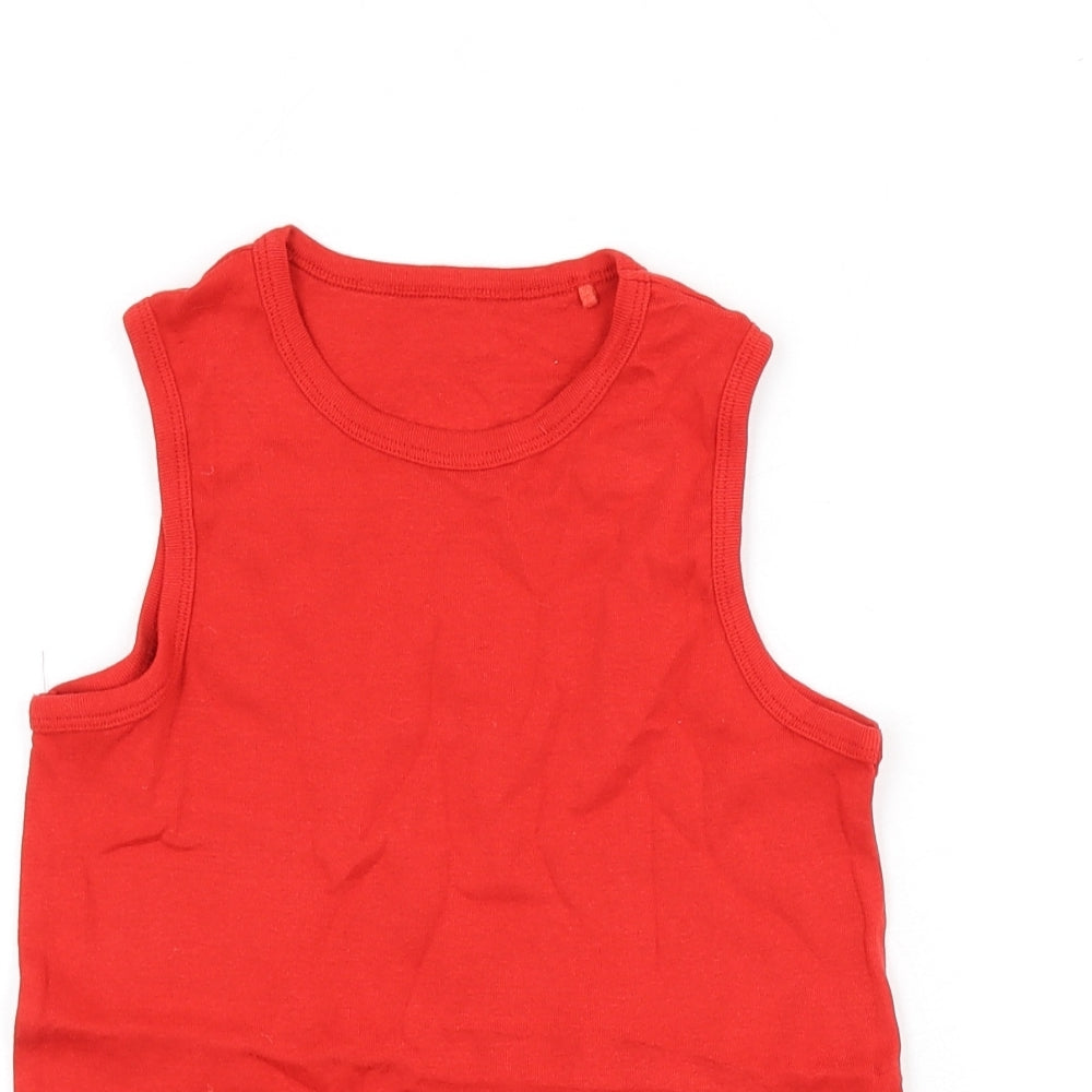 NEXT Girls Red 100% Cotton Basic Tank Size 7-8 Years Round Neck Pullover