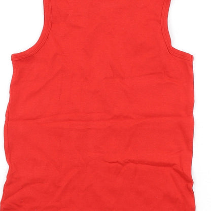 NEXT Girls Red 100% Cotton Basic Tank Size 7-8 Years Round Neck Pullover