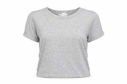 Forever 21 Womens Grey Polyester Cropped T-Shirt Size S Round Neck