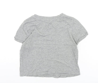 FOREVER 21 Womens Grey Polyester Cropped T-Shirt Size S Round Neck