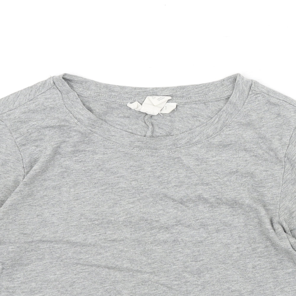 FOREVER 21 Womens Grey Polyester Cropped T-Shirt Size S Round Neck