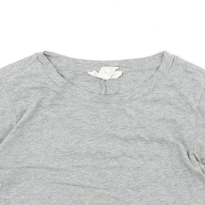 FOREVER 21 Womens Grey Polyester Cropped T-Shirt Size S Round Neck