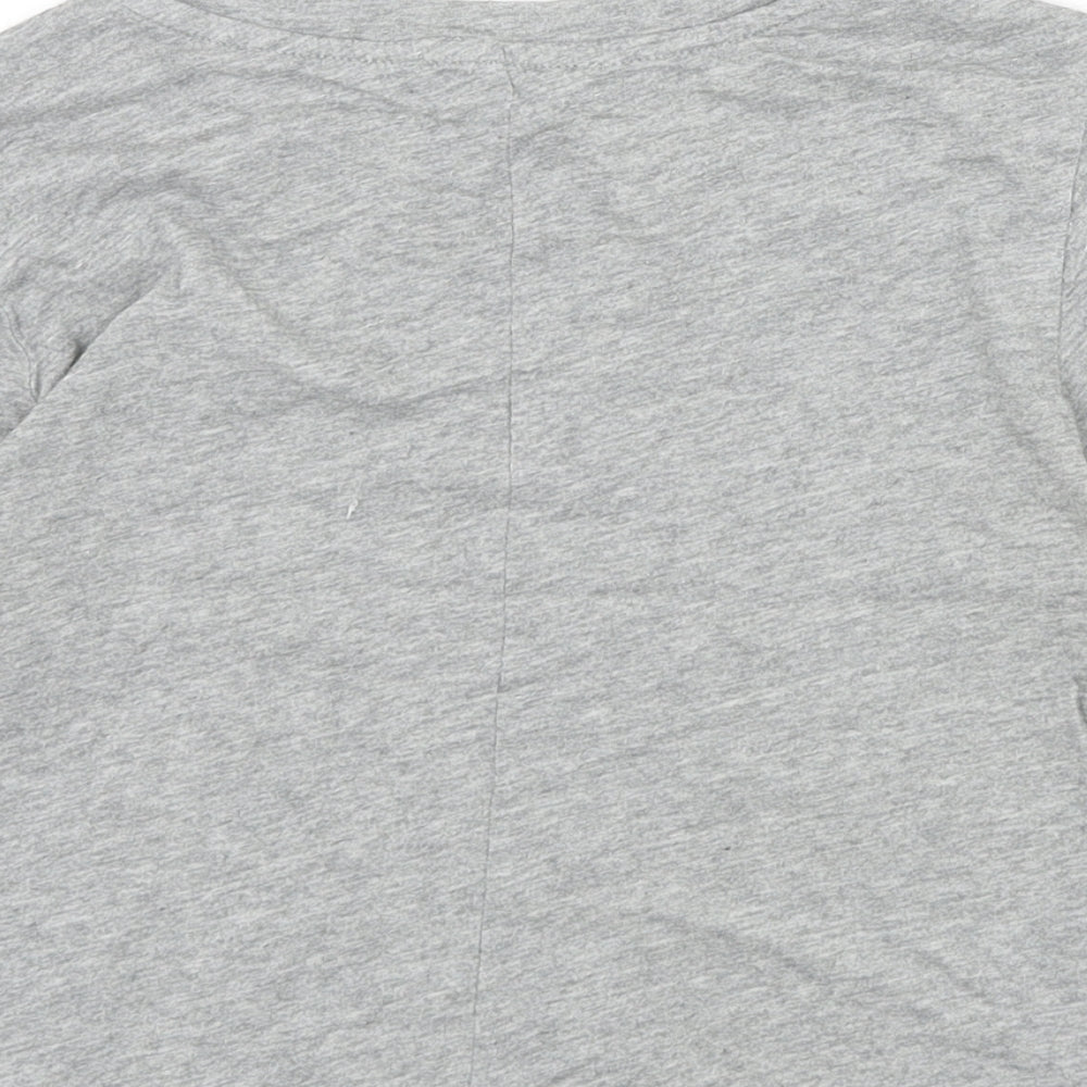 FOREVER 21 Womens Grey Polyester Cropped T-Shirt Size S Round Neck