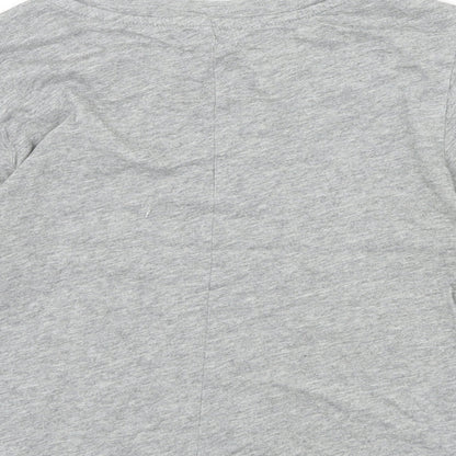 FOREVER 21 Womens Grey Polyester Cropped T-Shirt Size S Round Neck