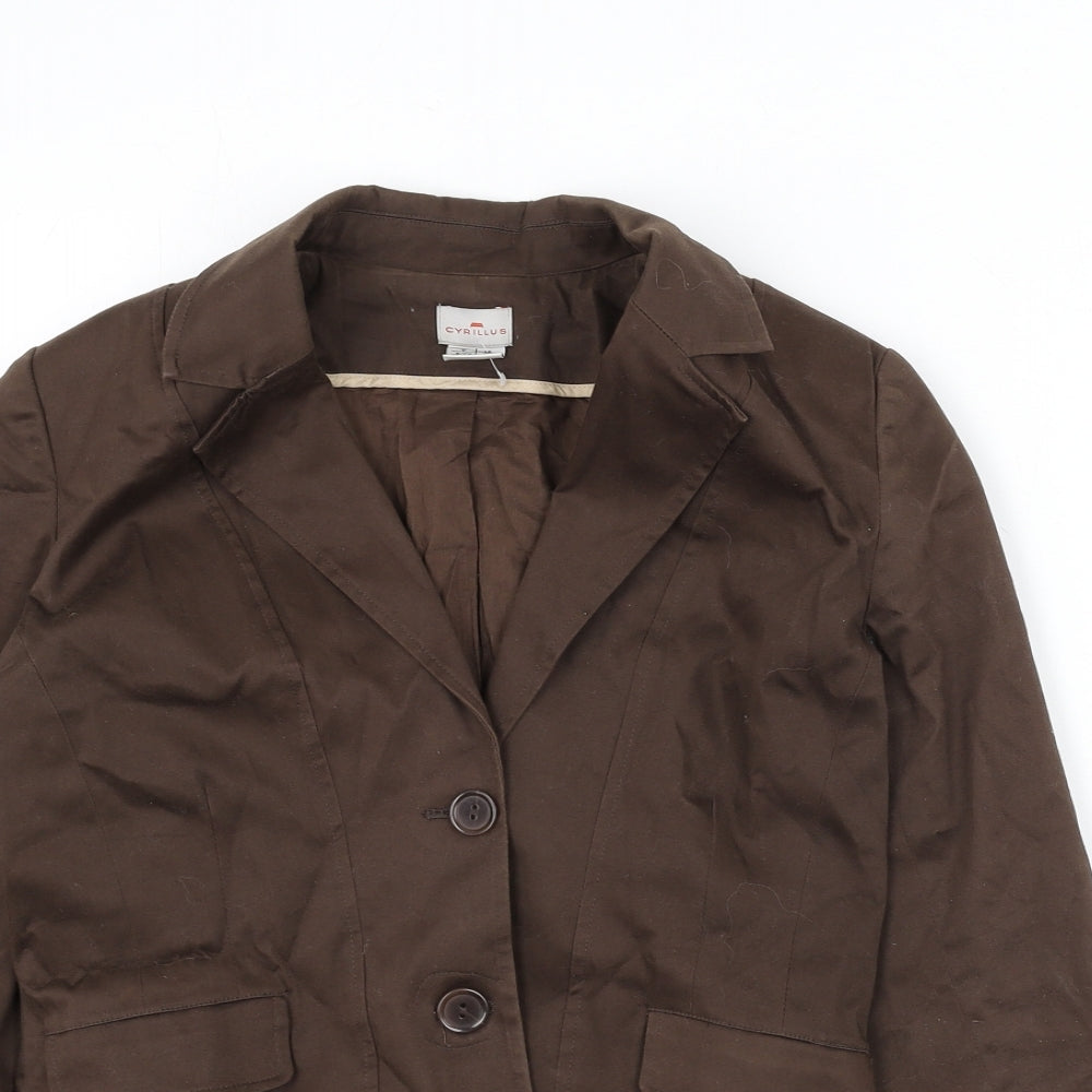 Cyrillus Womens Brown Jacket Blazer Size 10 Button