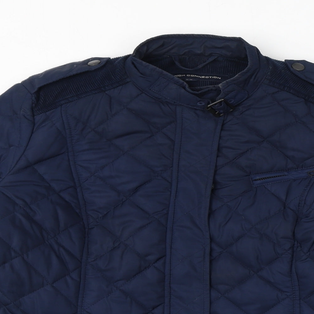 Womens UK Size 12 French Connection Blue Quilted Coat