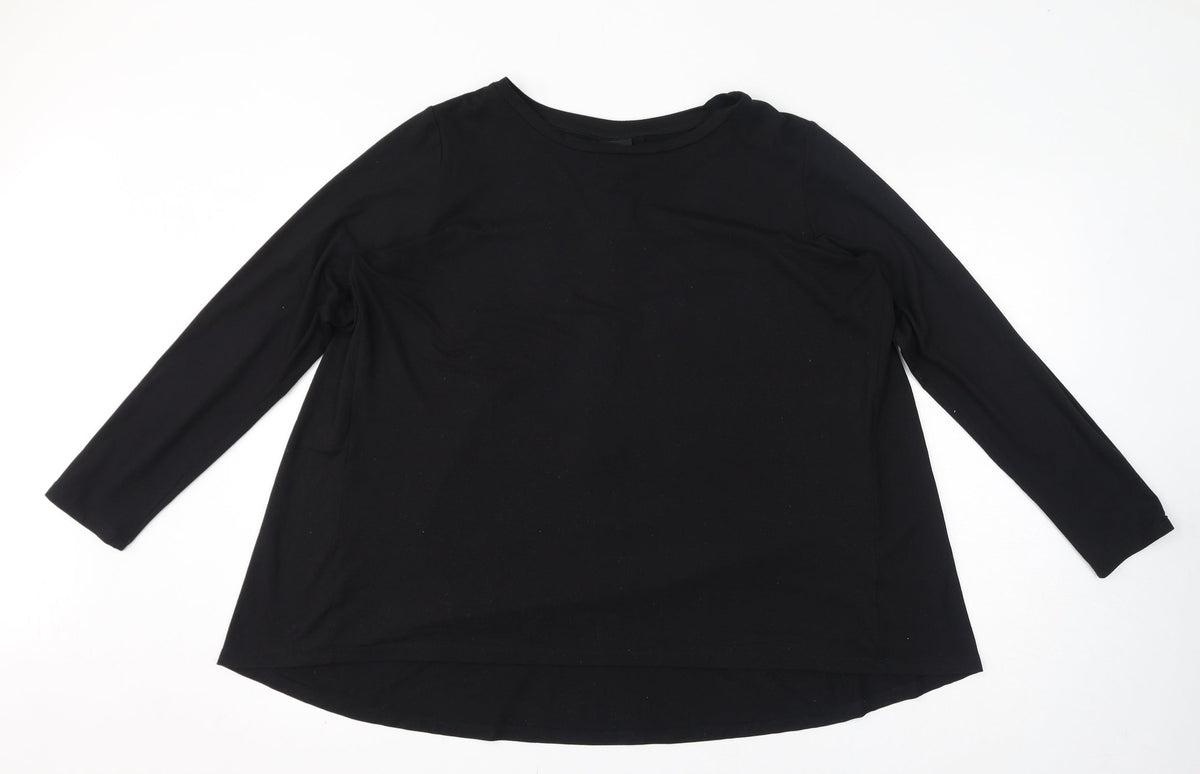Bobeau Womens Black Polyester Basic Blouse Size L Round Neck