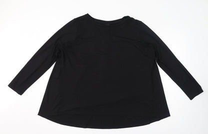 Bobeau Womens Black Polyester Basic Blouse Size L Round Neck