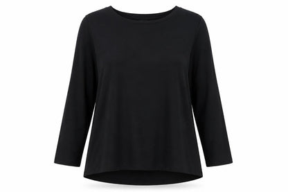 Bobeau Womens Black Polyester Basic Blouse Size L Round Neck