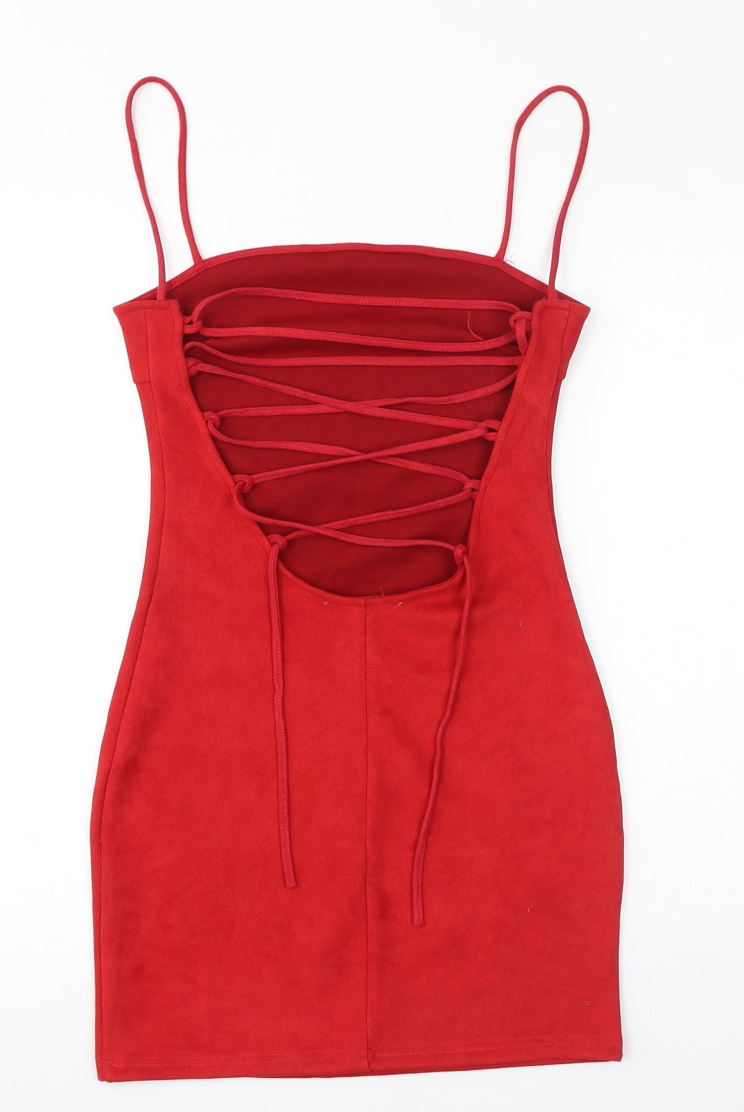 In the Style Womens Red Polyester Bodycon Size 8 Square Neck Pullover - Open Back