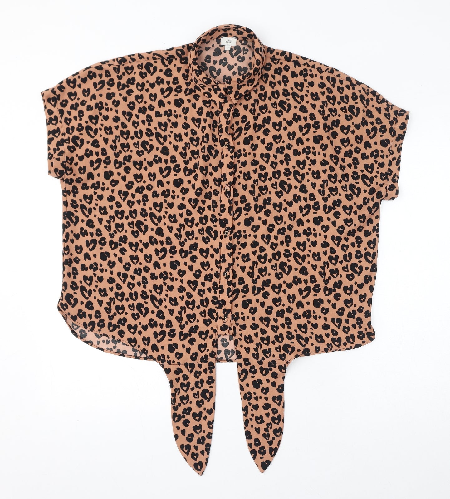 Womens UK Size 12 River Island Brown Basic Button-Up