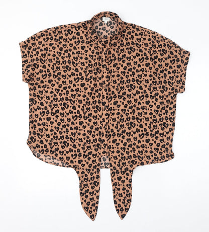 Womens UK Size 12 River Island Brown Basic Button-Up
