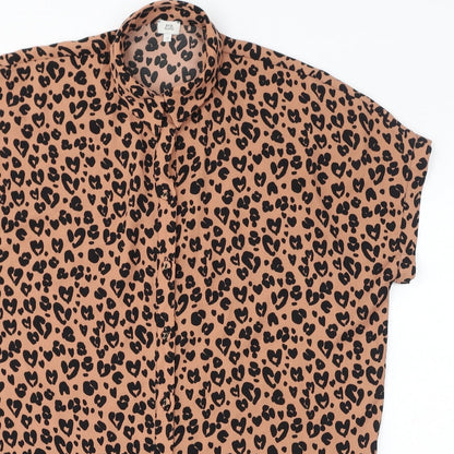 Womens UK Size 12 River Island Brown Basic Button-Up