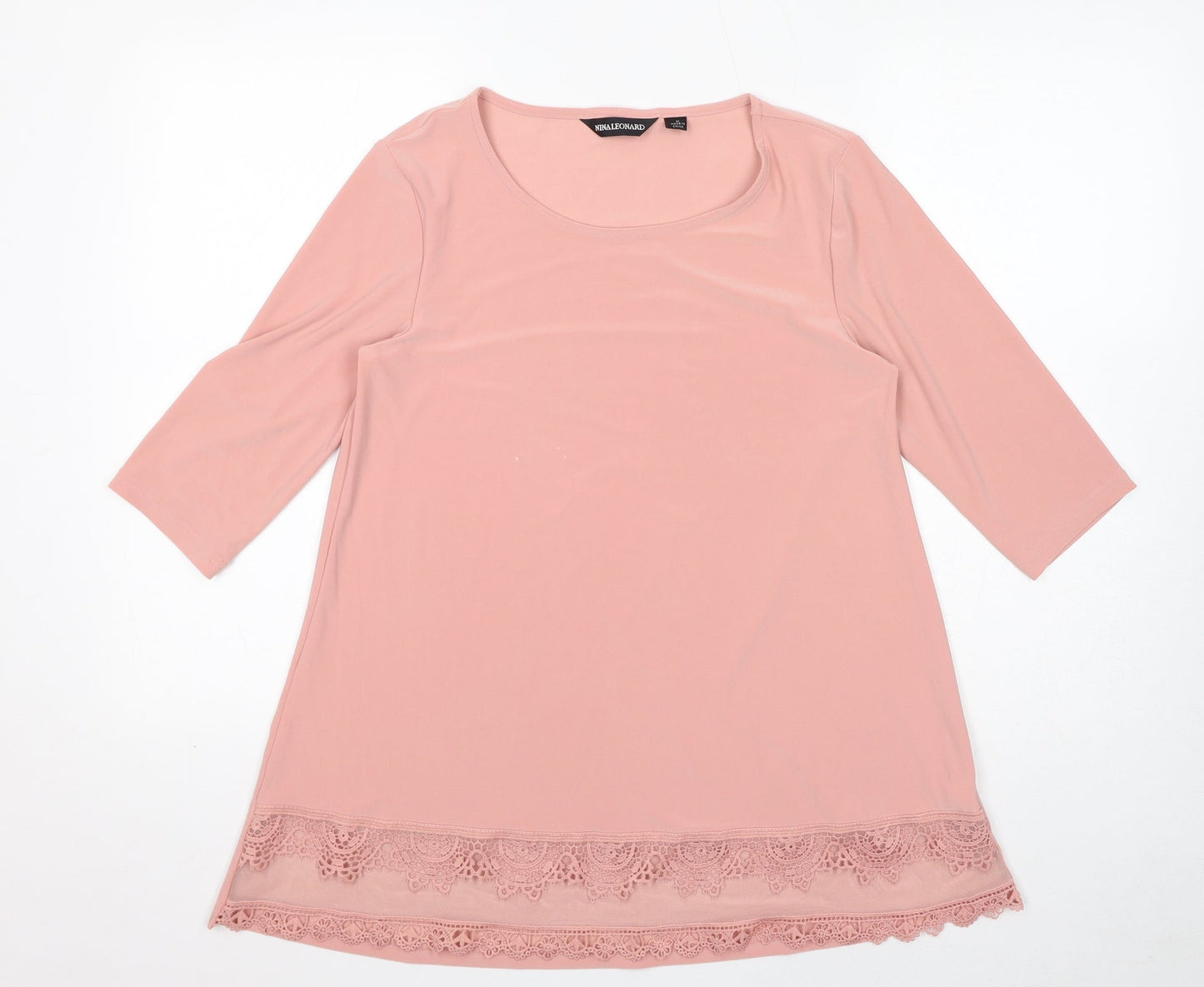 Womens UK Size M Nina Leonard Pink Basic T-Shirt
