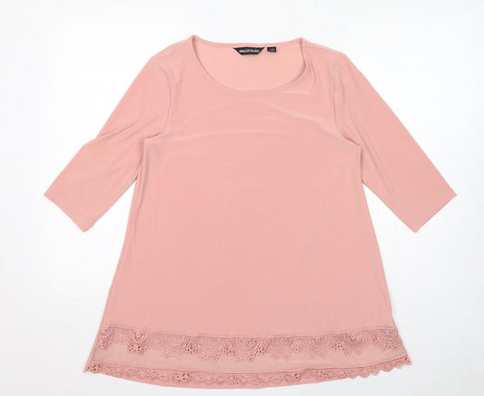 Womens UK Size M Nina Leonard Pink Basic T-Shirt