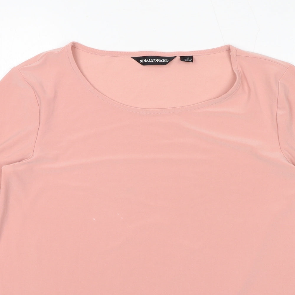 Womens UK Size M Nina Leonard Pink Basic T-Shirt