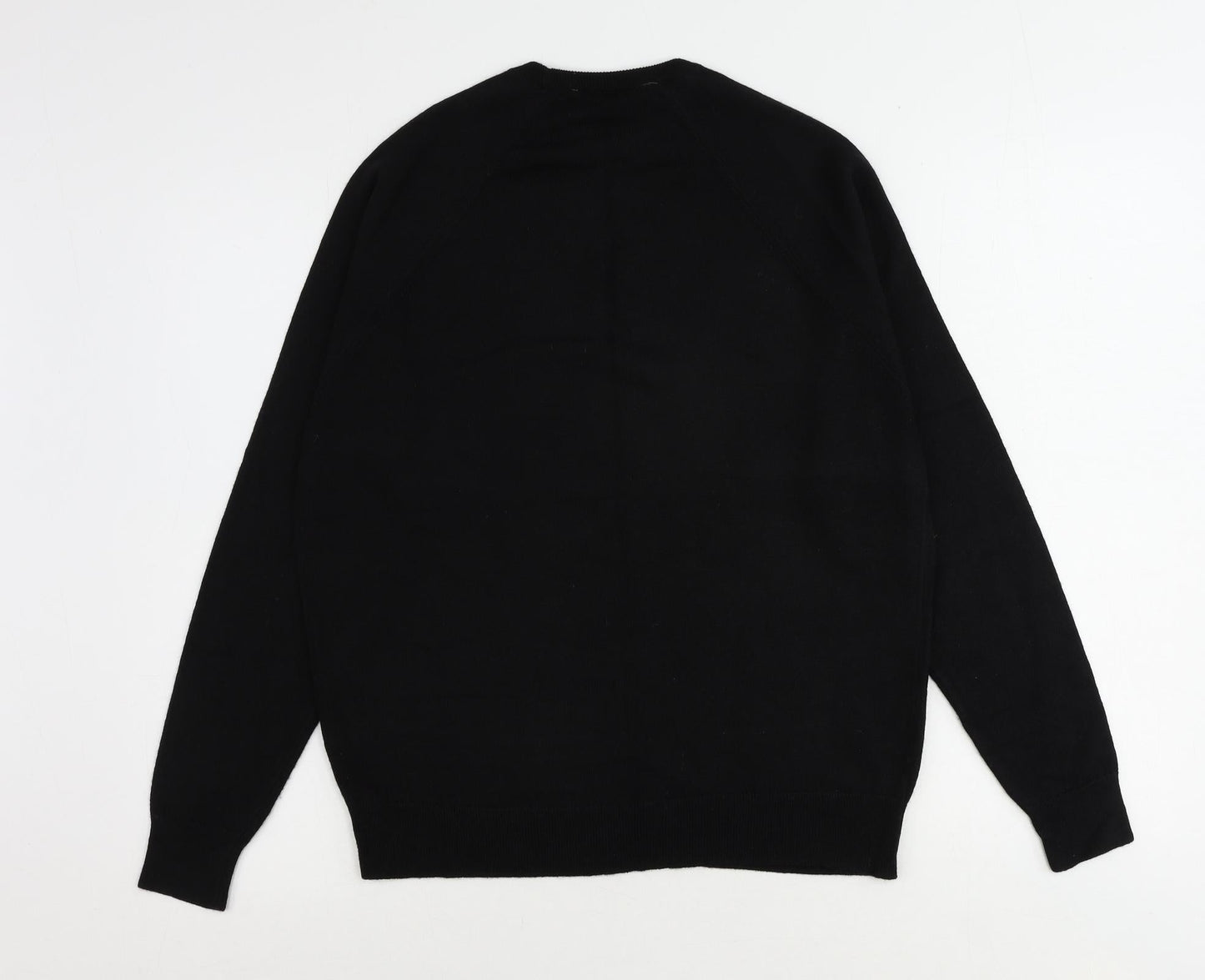 Courtaulds Mens Black Round Neck Acrylic Pullover Jumper Size L Long Sleeve