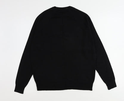 Courtaulds Mens Black Round Neck Acrylic Pullover Jumper Size L Long Sleeve