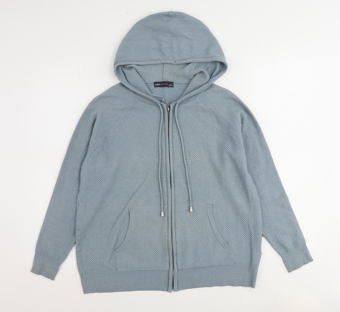 Womens UK Size M Marks and Spencer Blue Full Zip Jumper