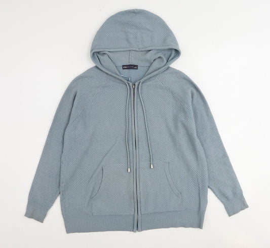 Womens UK Size M Marks and Spencer Blue Full Zip Jumper