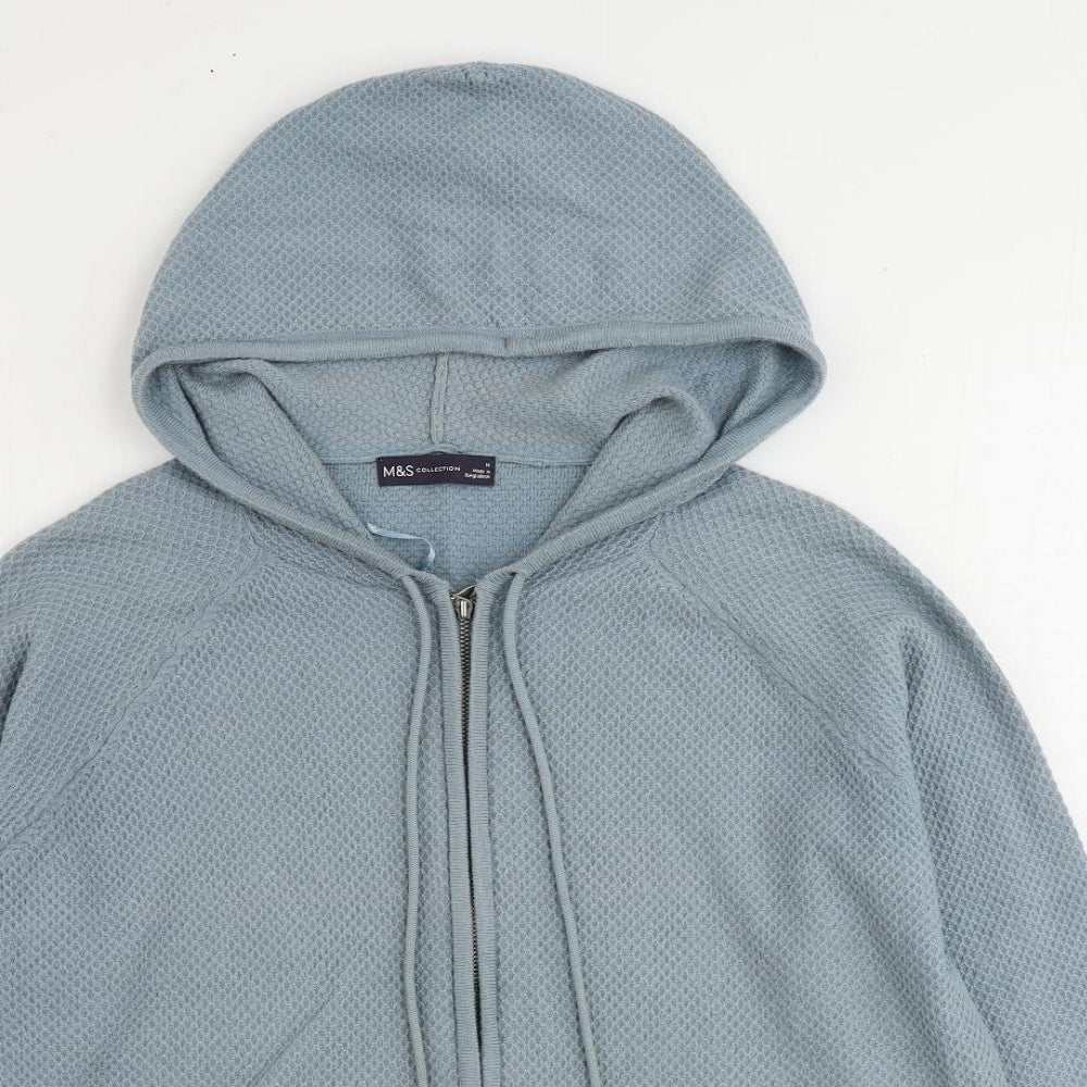 Womens UK Size M Marks and Spencer Blue Full Zip Jumper