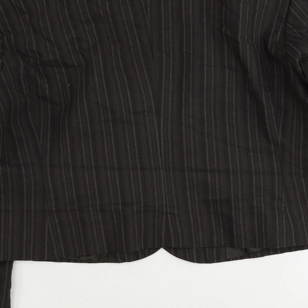 H&M Womens Brown Striped Cotton Jacket Blazer Size 18