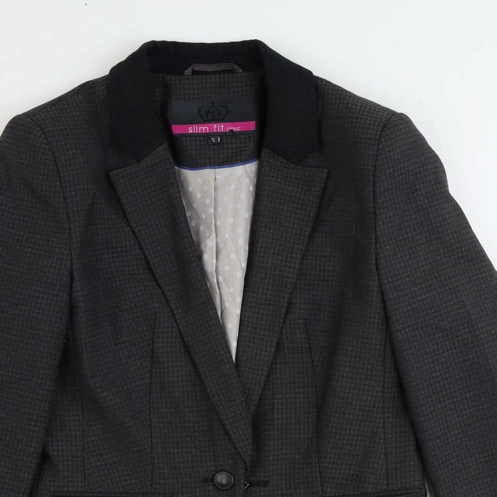 NEXT Womens Grey Houndstooth Polyester Jacket Blazer Size 8