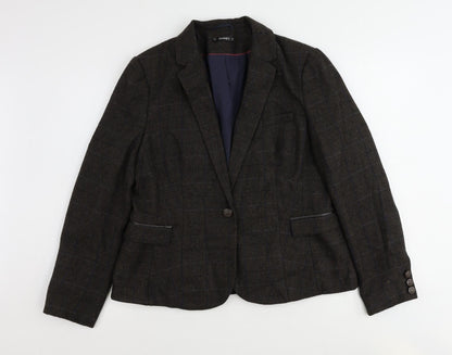 Dunnes Stores Womens Brown Plaid Polyester Jacket Suit Jacket Size 16