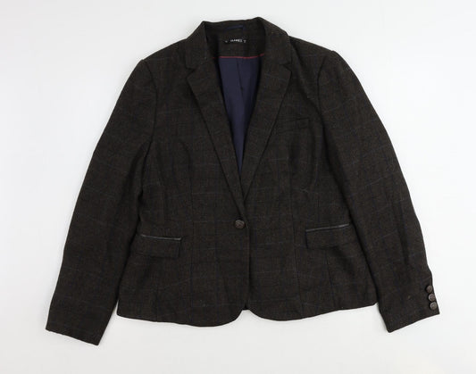 Dunnes Stores Womens Brown Plaid Polyester Jacket Suit Jacket Size 16