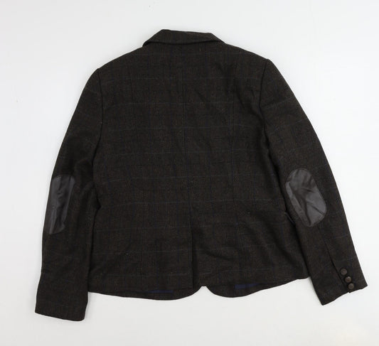 Dunnes Stores Womens Brown Plaid Polyester Jacket Suit Jacket Size 16