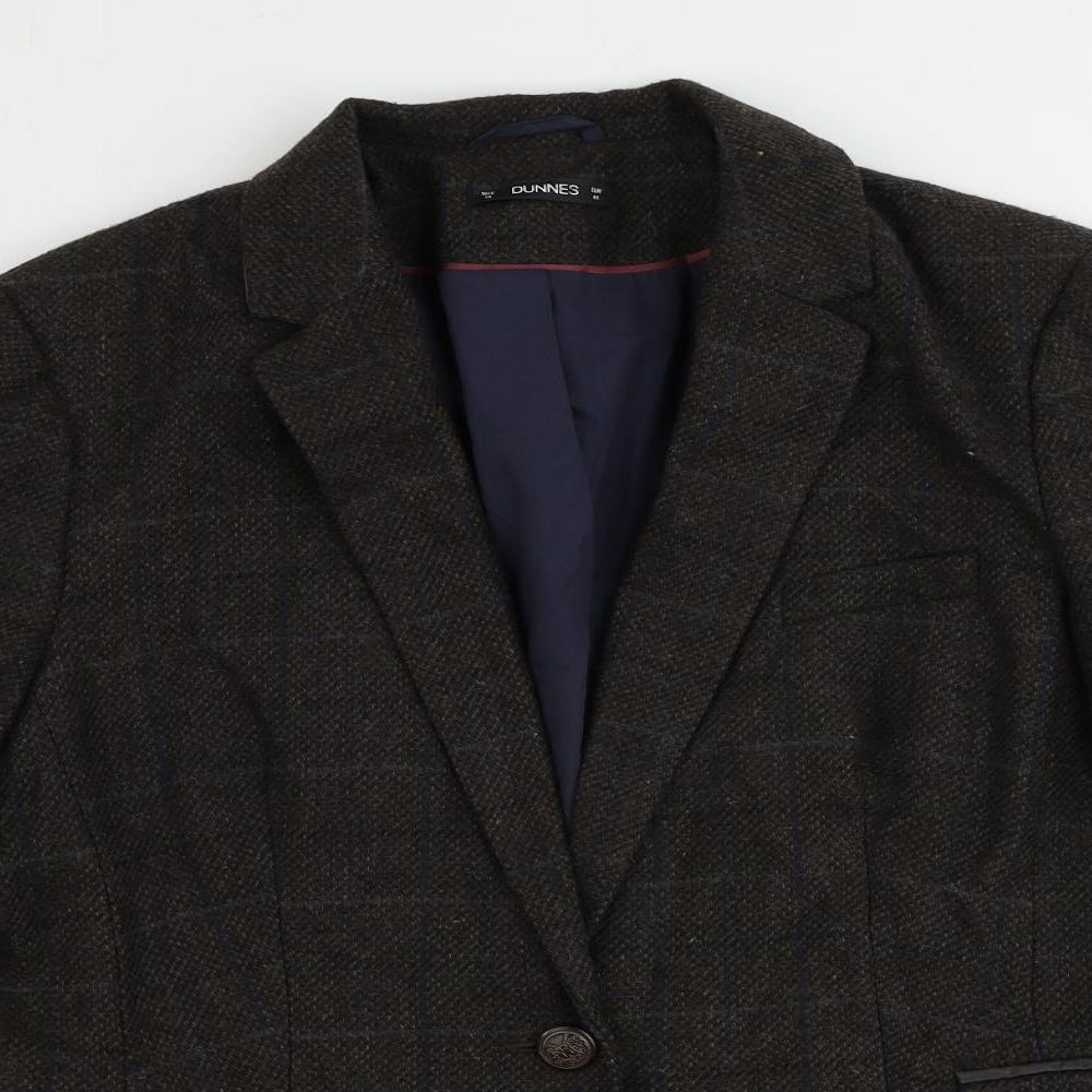 Dunnes Stores Womens Brown Plaid Polyester Jacket Suit Jacket Size 16