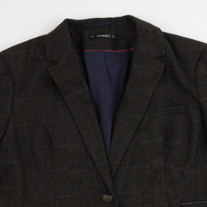Dunnes Stores Womens Brown Plaid Polyester Jacket Suit Jacket Size 16
