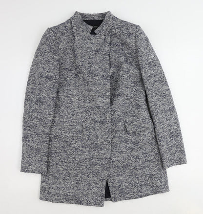 Zara Womens Blue Overcoat Coat Size L Snap