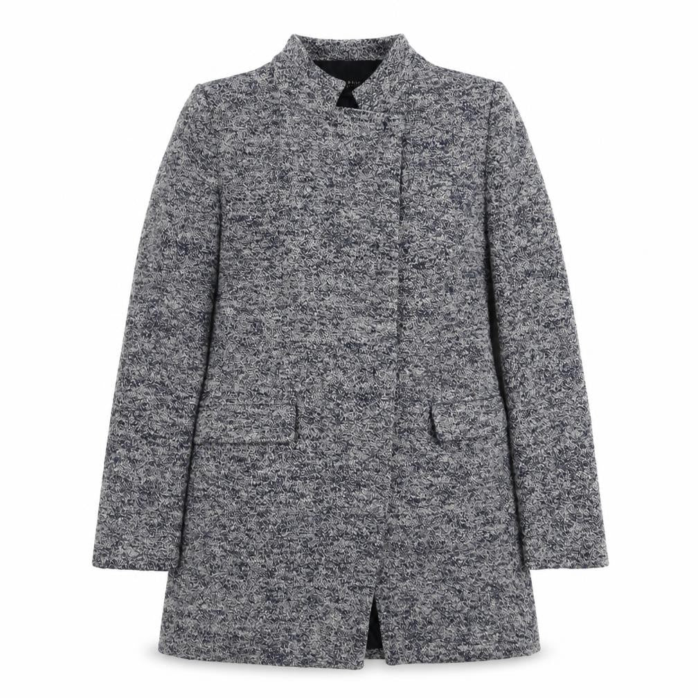 Zara Womens Blue Overcoat Coat Size L Snap