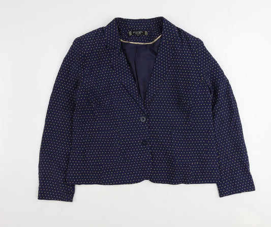 Principles Womens Blue Polka Dot Jacket Blazer Size 18 Button