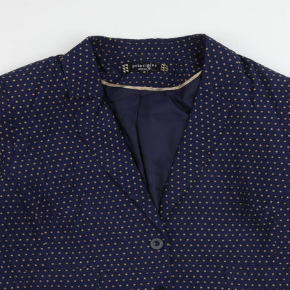 Principles Womens Blue Polka Dot Jacket Blazer Size 18 Button