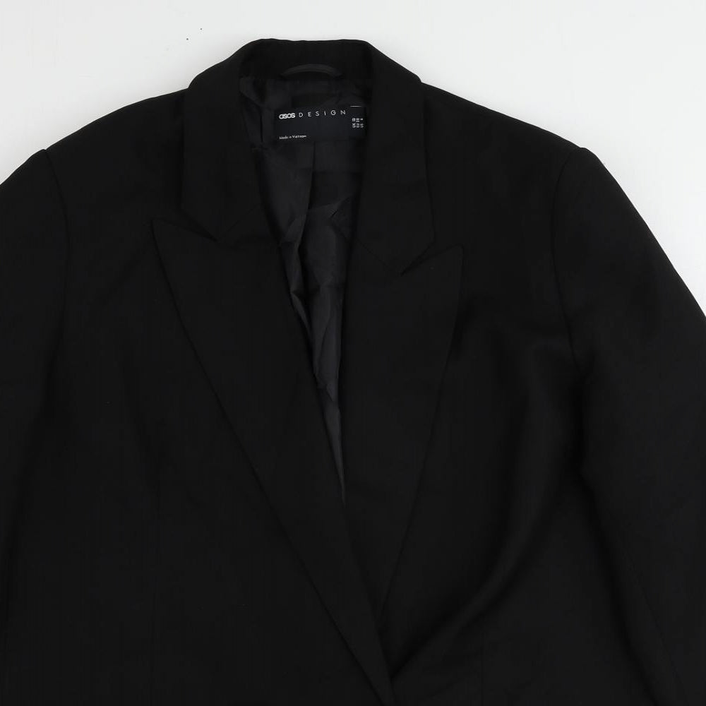 ASOS Womens Black Polyester Jacket Suit Jacket Size 10